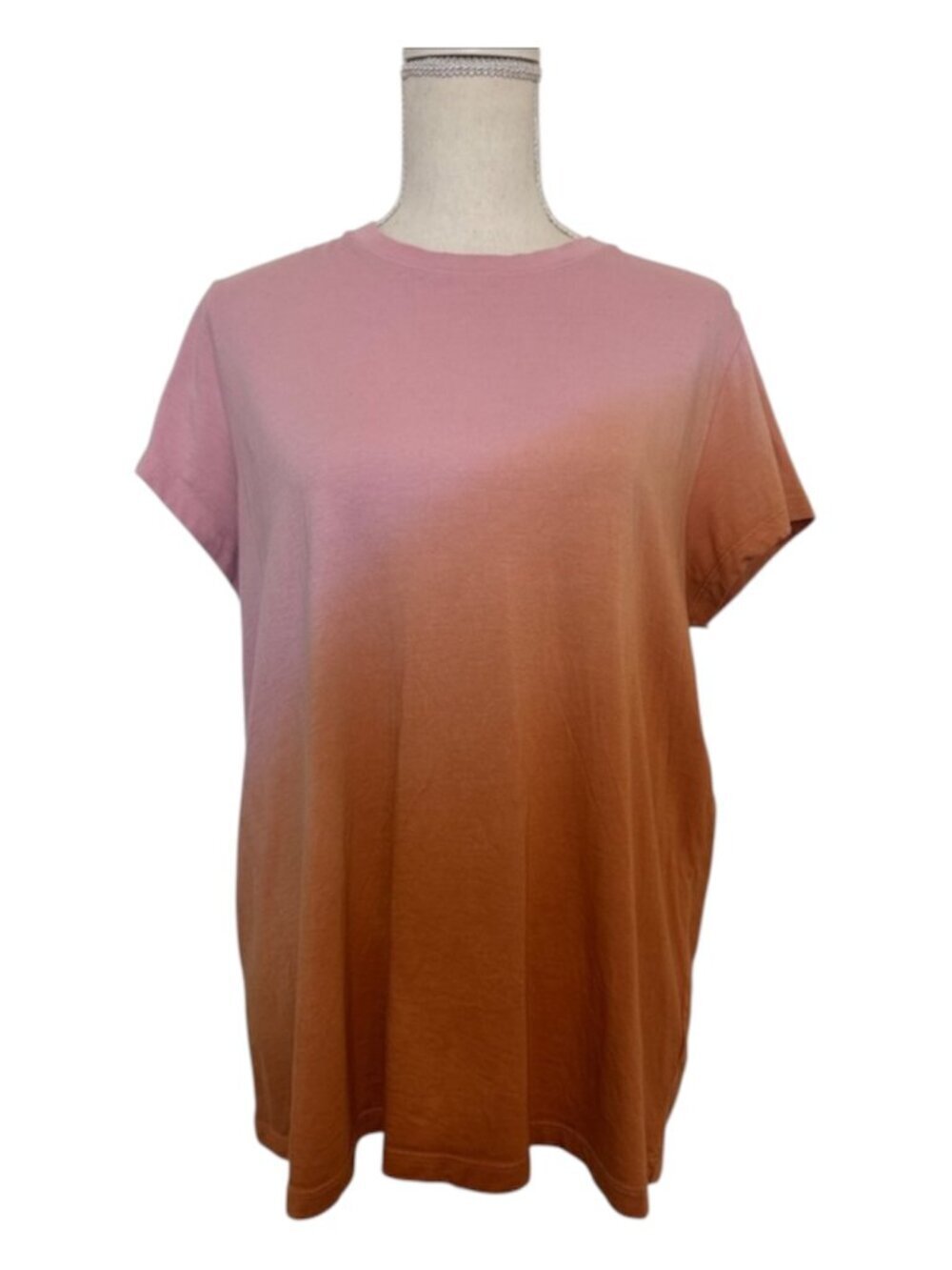 Marine Layer Ombre Short-Sleeve Tee Women's  Size Large- Pink to Rust